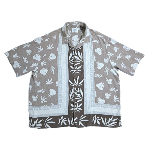 Hawaiian Shirt Men's 2XL Silk Tropical Island Brown Paradise Floral Tiki Party - Picture 1 of 6